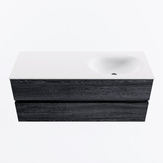 Mondiaz VICA 120cm badmeubel onderkast Antracite 2 lades. Wastafel MOON rechts zonder kraangat, kleur Talc.