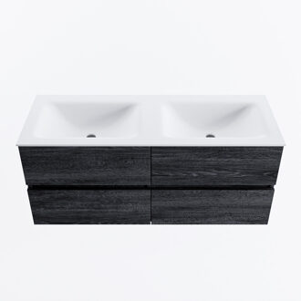 Mondiaz VICA 120cm badmeubel onderkast Antracite 4 lades. Wastafel CLOUD dubbel 2 kraangaten, kleur Talc.