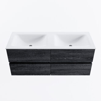Mondiaz VICA 120cm badmeubel onderkast Antracite 4 lades. Wastafel CLOUD dubbel zonder kraangat, kleur Talc.