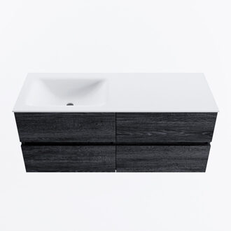 Mondiaz VICA 120cm badmeubel onderkast Antracite 4 lades. Wastafel CLOUD links 1 kraangat, kleur Talc.