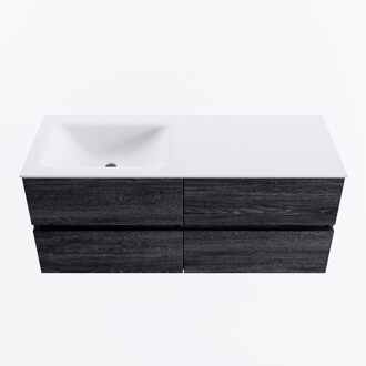 Mondiaz VICA 120cm badmeubel onderkast Antracite 4 lades. Wastafel CLOUD links zonder kraangat, kleur Talc.