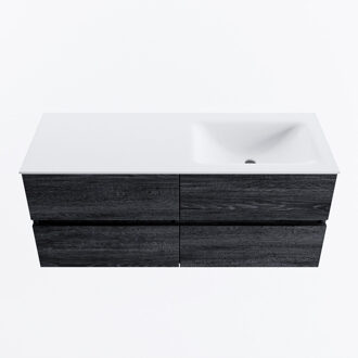 Mondiaz VICA 120cm badmeubel onderkast Antracite 4 lades. Wastafel CLOUD rechts zonder kraangat, kleur Talc.