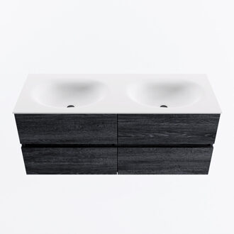 Mondiaz VICA 120cm badmeubel onderkast Antracite 4 lades. Wastafel MOON dubbel 2 kraangaten, kleur Talc.