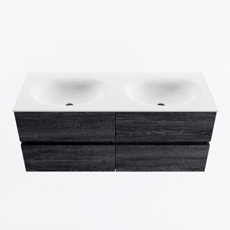 Mondiaz VICA 120cm badmeubel onderkast Antracite 4 lades. Wastafel MOON dubbel zonder kraangat, kleur Talc.