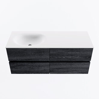 Mondiaz VICA 120cm badmeubel onderkast Antracite 4 lades. Wastafel MOON links zonder kraangat, kleur Talc.