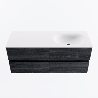 Mondiaz VICA 120cm badmeubel onderkast Antracite 4 lades. Wastafel MOON rechts zonder kraangat, kleur Talc.