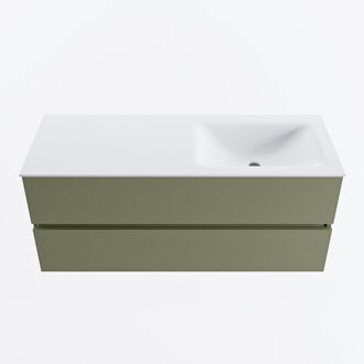 Mondiaz VICA 120cm badmeubel onderkast Army 2 lades. Wastafel CLOUD rechts zonder kraangat, kleur Talc.