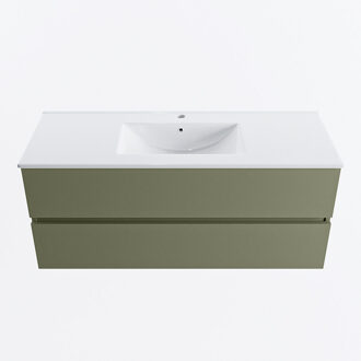 Mondiaz VICA 120cm badmeubel onderkast Army 2 lades. Wastafel DENIA midden 1 kraangat, kleur Glanzend Wit.