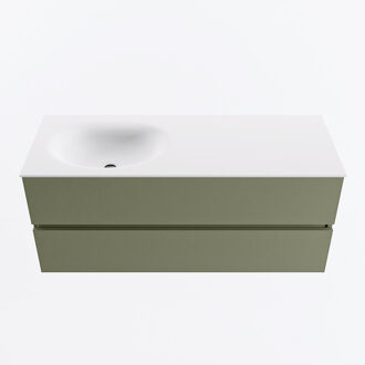 Mondiaz VICA 120cm badmeubel onderkast Army 2 lades. Wastafel MOON links 1 kraangat, kleur Talc.