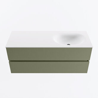 Mondiaz VICA 120cm badmeubel onderkast Army 2 lades. Wastafel MOON rechts 1 kraangat, kleur Talc.