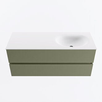 Mondiaz VICA 120cm badmeubel onderkast Army 2 lades. Wastafel MOON rechts zonder kraangat, kleur Talc.