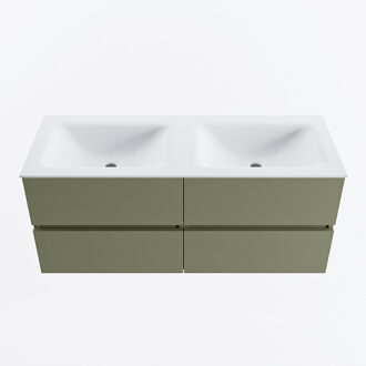 Mondiaz VICA 120cm badmeubel onderkast Army 4 lades. Wastafel CLOUD dubbel 2 kraangaten, kleur Talc.