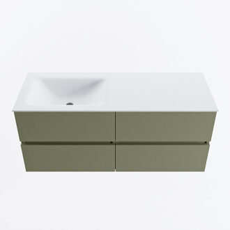 Mondiaz VICA 120cm badmeubel onderkast Army 4 lades. Wastafel CLOUD links 1 kraangat, kleur Talc.