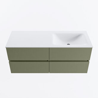 Mondiaz VICA 120cm badmeubel onderkast Army 4 lades. Wastafel CLOUD rechts 1 kraangat, kleur Talc.