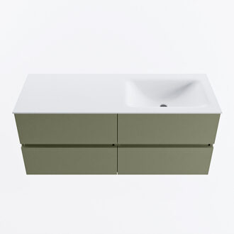 Mondiaz VICA 120cm badmeubel onderkast Army 4 lades. Wastafel CLOUD rechts zonder kraangat, kleur Talc.