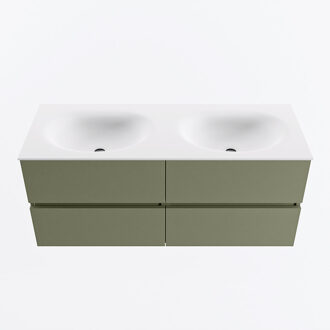 Mondiaz VICA 120cm badmeubel onderkast Army 4 lades. Wastafel MOON dubbel 2 kraangaten, kleur Talc.