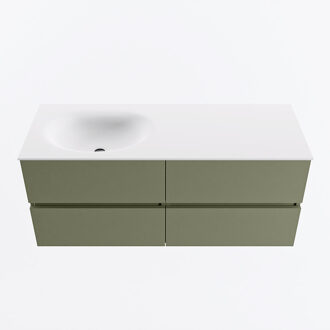 Mondiaz VICA 120cm badmeubel onderkast Army 4 lades. Wastafel MOON links 1 kraangat, kleur Talc.