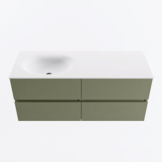 Mondiaz VICA 120cm badmeubel onderkast Army 4 lades. Wastafel MOON links zonder kraangat, kleur Talc.