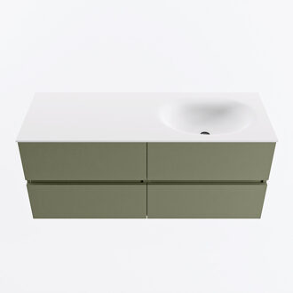 Mondiaz VICA 120cm badmeubel onderkast Army 4 lades. Wastafel MOON rechts 1 kraangat, kleur Talc.