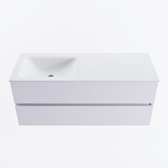 Mondiaz VICA 120cm badmeubel onderkast Cale 2 lades. Wastafel CLOUD links 1 kraangat, kleur Talc.