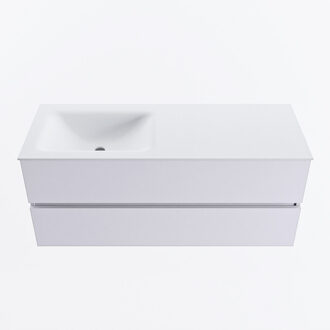 Mondiaz VICA 120cm badmeubel onderkast Cale 2 lades. Wastafel CLOUD links zonder kraangat, kleur Talc.