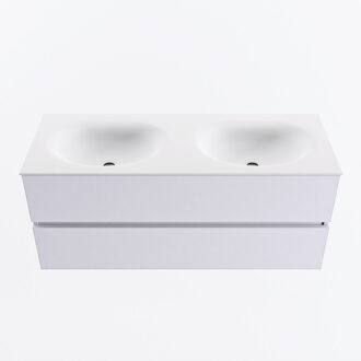 Mondiaz VICA 120cm badmeubel onderkast Cale 2 lades. Wastafel MOON dubbel zonder kraangat, kleur Talc.