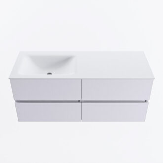 Mondiaz VICA 120cm badmeubel onderkast Cale 4 lades. Wastafel CLOUD links 1 kraangat, kleur Talc.