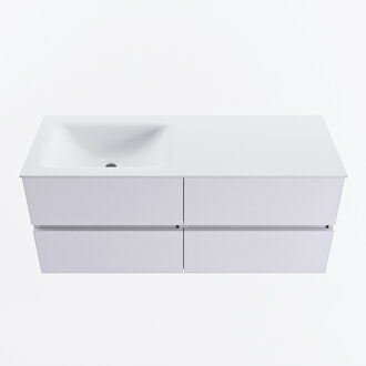 Mondiaz VICA 120cm badmeubel onderkast Cale 4 lades. Wastafel CLOUD links zonder kraangat, kleur Talc.