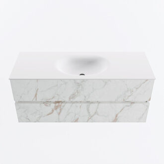 Mondiaz VICA 120cm badmeubel onderkast Carrara 2 lades. Wastafel MOON midden 1 kraangat, kleur Talc. Cararra