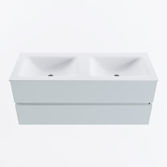 Mondiaz VICA 120cm badmeubel onderkast Clay 2 lades. Wastafel CLOUD dubbel 2 kraangaten, kleur Talc.