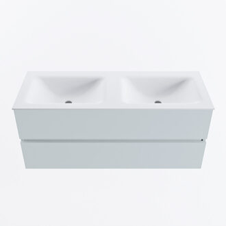 Mondiaz VICA 120cm badmeubel onderkast Clay 2 lades. Wastafel CLOUD dubbel zonder kraangat, kleur Talc.