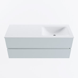 Mondiaz VICA 120cm badmeubel onderkast Clay 2 lades. Wastafel CLOUD rechts zonder kraangat, kleur Talc.