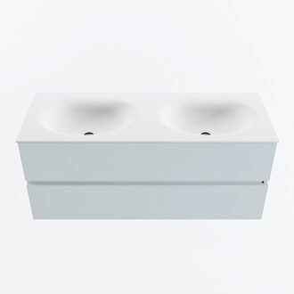 Mondiaz VICA 120cm badmeubel onderkast Clay 2 lades. Wastafel MOON dubbel 2 kraangaten, kleur Talc.