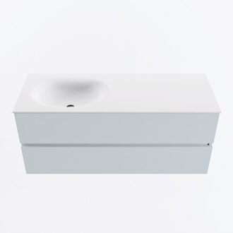 Mondiaz VICA 120cm badmeubel onderkast Clay 2 lades. Wastafel MOON links 1 kraangat, kleur Talc.