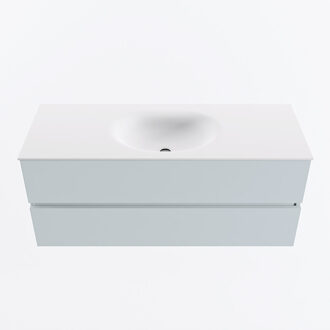 Mondiaz VICA 120cm badmeubel onderkast Clay 2 lades. Wastafel MOON midden zonder kraangat, kleur Talc.