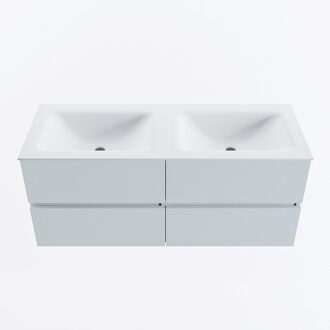 Mondiaz VICA 120cm badmeubel onderkast Clay 4 lades. Wastafel CLOUD dubbel zonder kraangat, kleur Talc.