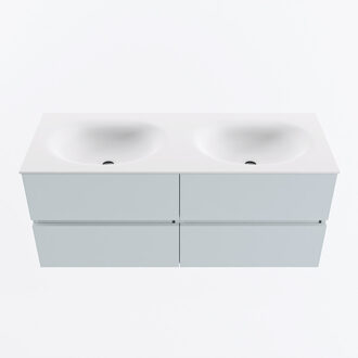 Mondiaz VICA 120cm badmeubel onderkast Clay 4 lades. Wastafel MOON dubbel zonder kraangat, kleur Talc.