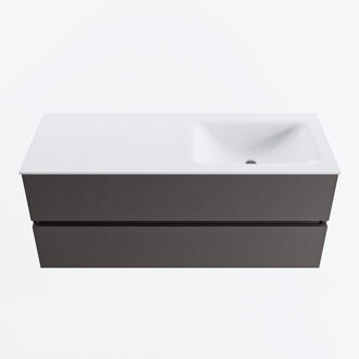 Mondiaz VICA 120cm badmeubel onderkast Dark Grey 2 lades. Wastafel CLOUD rechts zonder kraangat, kleur Talc.