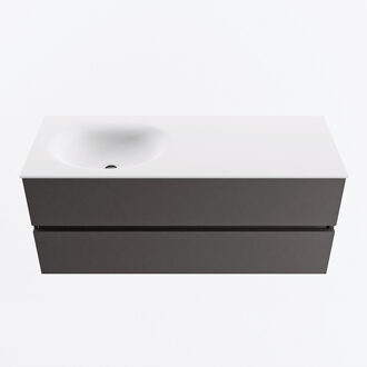 Mondiaz VICA 120cm badmeubel onderkast Dark Grey 2 lades. Wastafel MOON links zonder kraangat, kleur Talc.