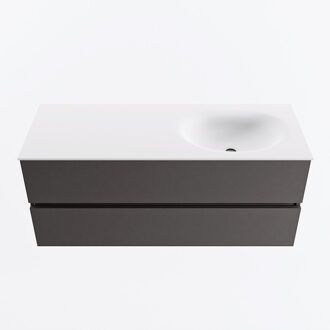 Mondiaz VICA 120cm badmeubel onderkast Dark Grey 2 lades. Wastafel MOON rechts 1 kraangat, kleur Talc.