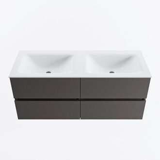Mondiaz VICA 120cm badmeubel onderkast Dark Grey 4 lades. Wastafel CLOUD dubbel 2 kraangaten, kleur Talc.