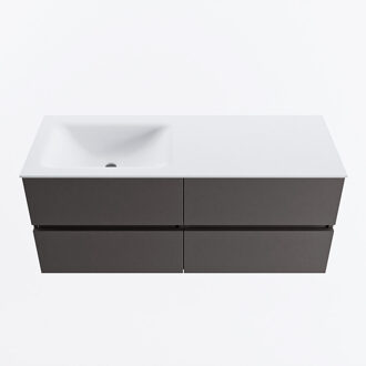 Mondiaz VICA 120cm badmeubel onderkast Dark Grey 4 lades. Wastafel CLOUD links 1 kraangat, kleur Talc.