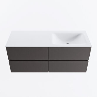 Mondiaz VICA 120cm badmeubel onderkast Dark Grey 4 lades. Wastafel CLOUD rechts 1 kraangat, kleur Talc.