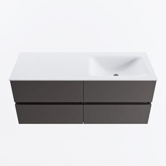 Mondiaz VICA 120cm badmeubel onderkast Dark Grey 4 lades. Wastafel CLOUD rechts zonder kraangat, kleur Talc.