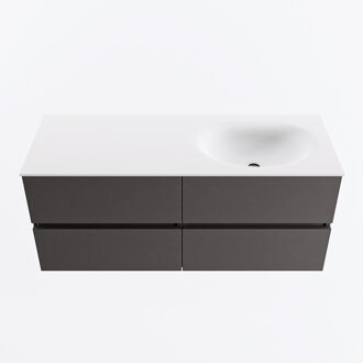 Mondiaz VICA 120cm badmeubel onderkast Dark Grey 4 lades. Wastafel MOON rechts 1 kraangat, kleur Talc.