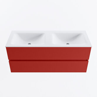 Mondiaz VICA 120cm badmeubel onderkast Fire 2 lades. Wastafel CLOUD dubbel 2 kraangaten, kleur Talc.