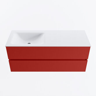 Mondiaz VICA 120cm badmeubel onderkast Fire 2 lades. Wastafel CLOUD links zonder kraangat, kleur Talc.