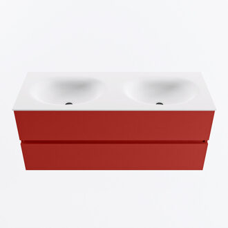 Mondiaz VICA 120cm badmeubel onderkast Fire 2 lades. Wastafel MOON dubbel 2 kraangaten, kleur Talc.