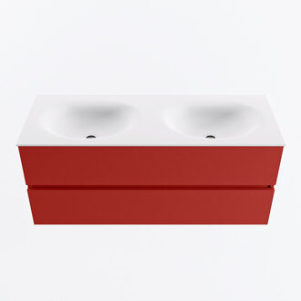 Mondiaz VICA 120cm badmeubel onderkast Fire 2 lades. Wastafel MOON dubbel zonder kraangat, kleur Talc.