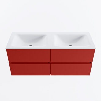 Mondiaz VICA 120cm badmeubel onderkast Fire 4 lades. Wastafel CLOUD dubbel 2 kraangaten, kleur Talc.